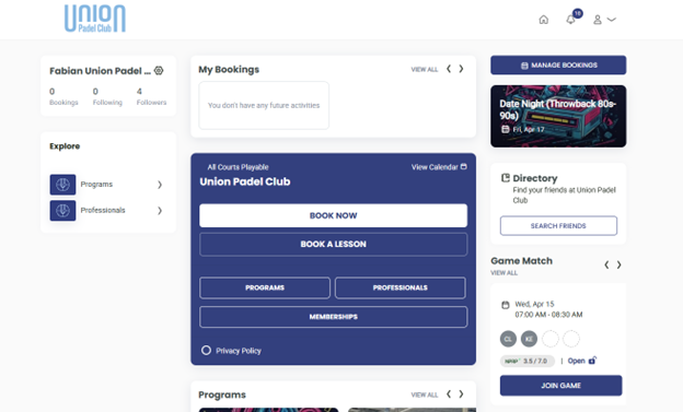 PlayByPoint programs dashboard